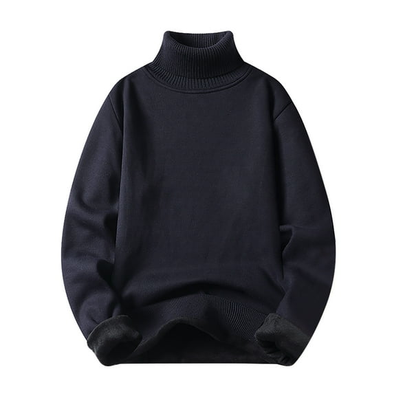 Mens Sweater - Autumn Winter Solid Color High Neck Warm Knitted Sweater Jacket, Thick Knit Design, Cold Weather Daily Wear, Soft Wool Blend, Men's Clothing