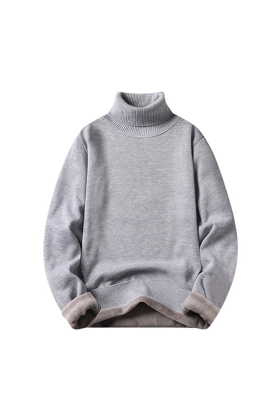 Mens Sweater - Autumn Winter Solid Color High Neck Warm Knitted Sweater Jacket, Thick Knit Design, Cold Weather Daily Wear, Soft Wool Blend, Men's Clothing