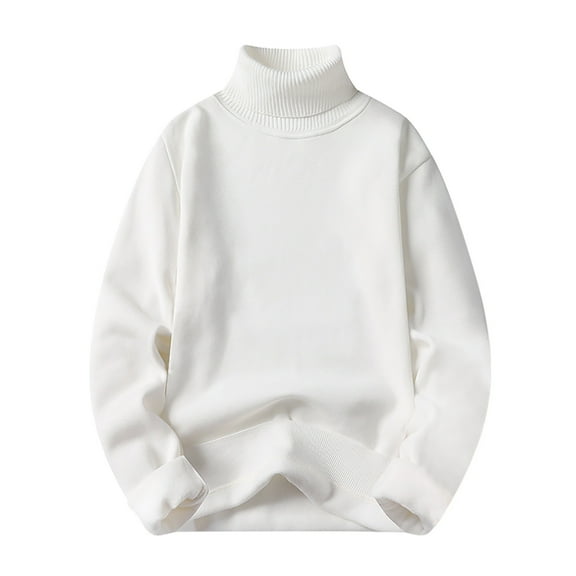 Mens Sweater - Autumn Winter Solid Color High Neck Warm Knitted Sweater Jacket, Thick Knit Design, Cold Weather Daily Wear, Soft Wool Blend, Men's Clothing