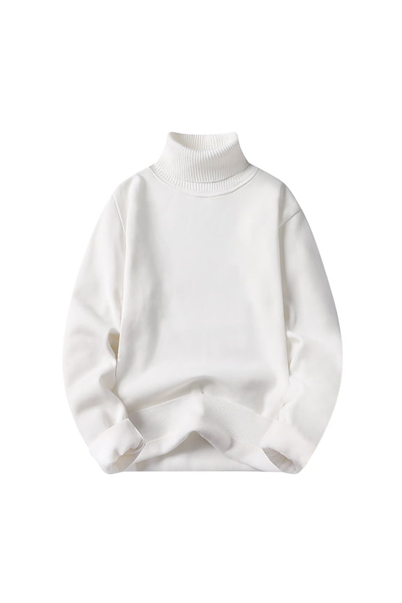 Mens Sweater - Autumn Winter Solid Color High Neck Warm Knitted Sweater Jacket, Thick Knit Design, Cold Weather Daily Wear, Soft Wool Blend, Men's Clothing