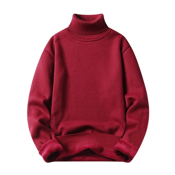 Mens Sweater - Autumn Winter Solid Color High Neck Warm Knitted Sweater Jacket, Thick Knit Design, Cold Weather Daily Wear, Soft Wool Blend, Men's Clothing