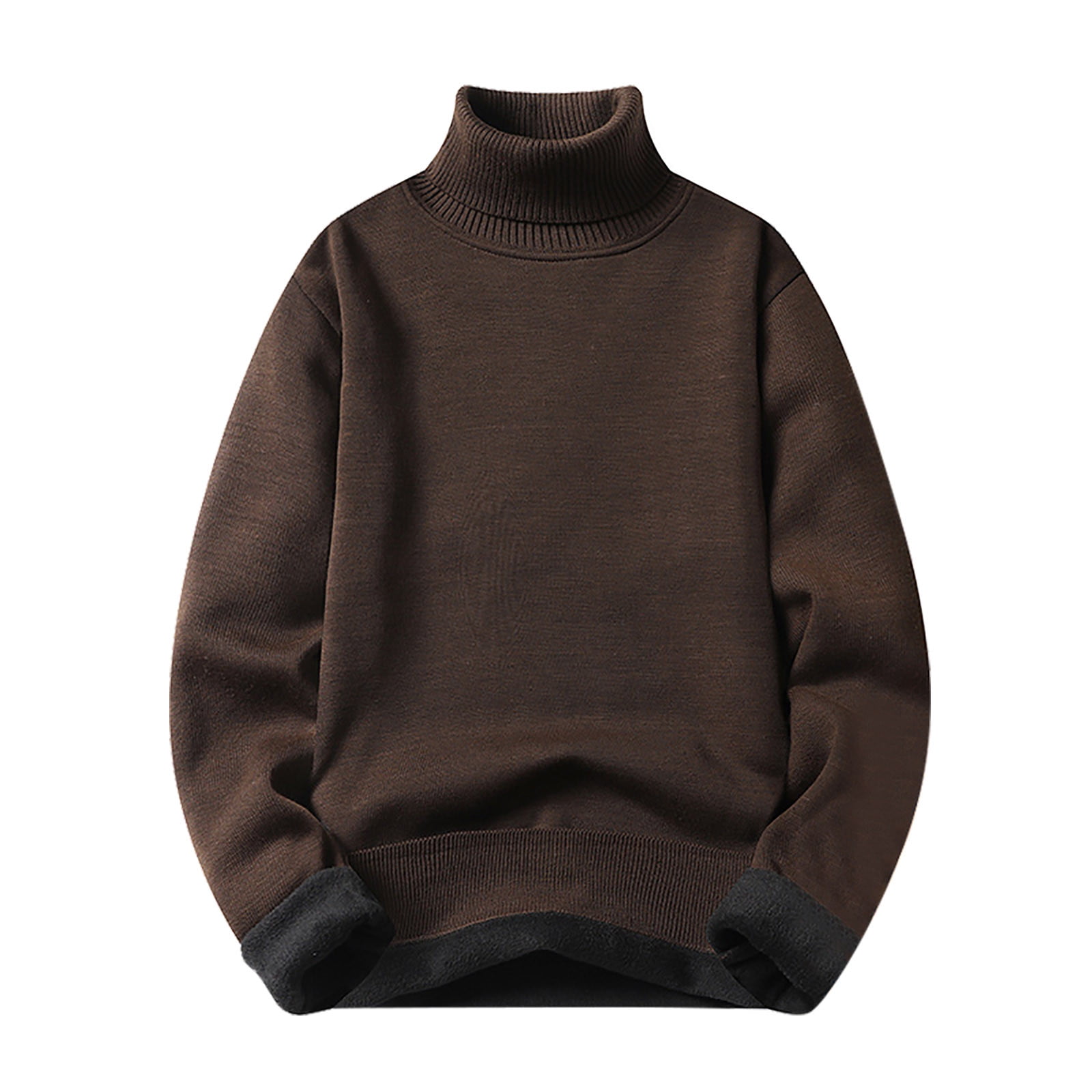 Mens Sweater - Autumn Winter Solid Color High Neck Warm Knitted Sweater ...
