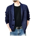 thumbnail image 1 of Mens Sweater - Autumn Winter Solid Color Lapel Single Knitted Cardigan Sweater Jacket, Casual Loose Business Style, Daily Office Wear, Soft Fabric, Men's Clothing, 1 of 7