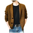 thumbnail image 1 of Mens Sweater - Autumn Winter Solid Color Lapel Single Knitted Cardigan Sweater Jacket, Casual Loose Business Style, Daily Office Wear, Soft Fabric, Men's Clothing, 1 of 7