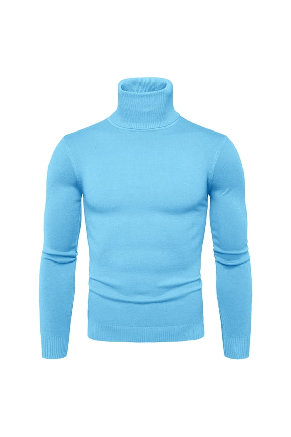 Mens Sweater, Autumn Winter Solid Soft Turtleneck Slim Fit Flexible Solid Color Close, Fitting Sweater Jacket, Cold Weather Wear, Daily Layering, Men's Clothing