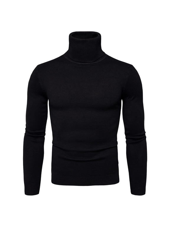 Mens Sweater, Autumn Winter Solid Soft Turtleneck Slim Fit Flexible Solid Color Close, Fitting Sweater Jacket, Cold Weather Wear, Daily Layering, Men's Clothing