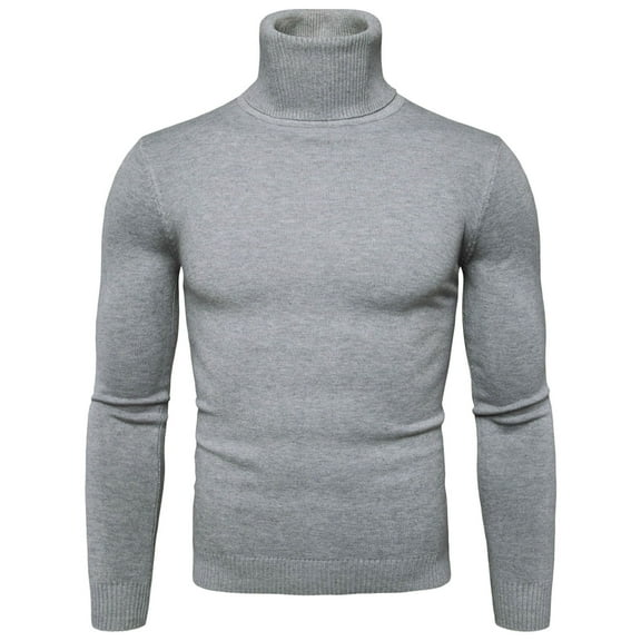 Mens Sweater, Autumn Winter Solid Soft Turtleneck Slim Fit Flexible Solid Color Close, Fitting Sweater Jacket, Cold Weather Wear, Daily Layering, Men's Clothing