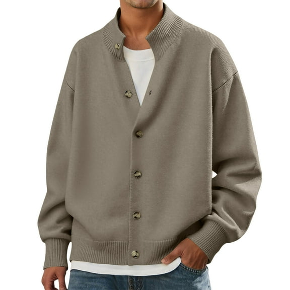 Mens Sweater, Autumn Winter Thickened Outdoor Casual Style Knitted Long Sleeve Cardigan Sweater Jacket, Outdoor Activity Wear, Warm Fabric, Men's Clothing