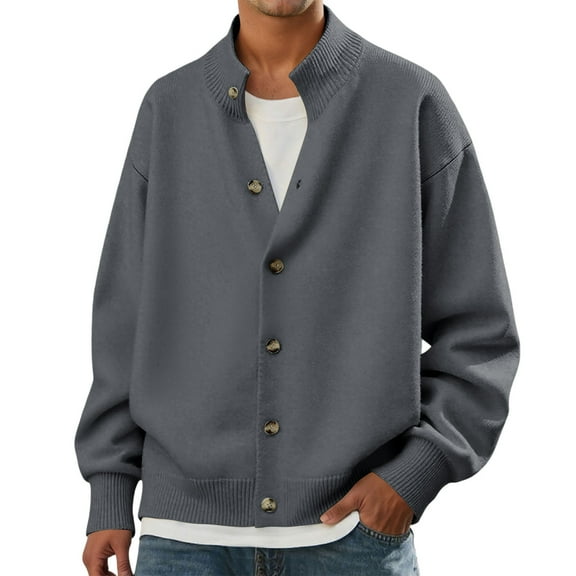 Mens Sweater, Autumn Winter Thickened Outdoor Casual Style Knitted Long Sleeve Cardigan Sweater Jacket, Outdoor Activity Wear, Warm Fabric, Men's Clothing
