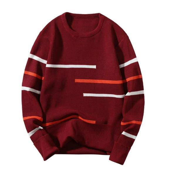 Mens Sweater - Autumn Winter Wool Round Neck Pullover Sweater Jacket, Color - Matching All - Match Design, Warm Bottoming Shirt, Breathable Wool Blend, Stylish Men's Clothing