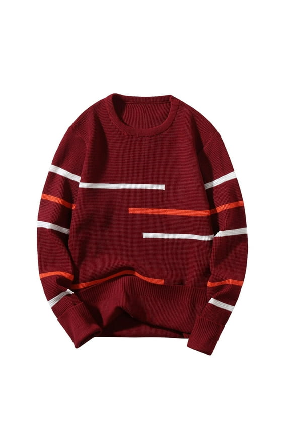 Mens Sweater - Autumn Winter Wool Round Neck Pullover Sweater Jacket, Color - Matching All - Match Design, Warm Bottoming Shirt, Breathable Wool Blend, Stylish Men's Clothing