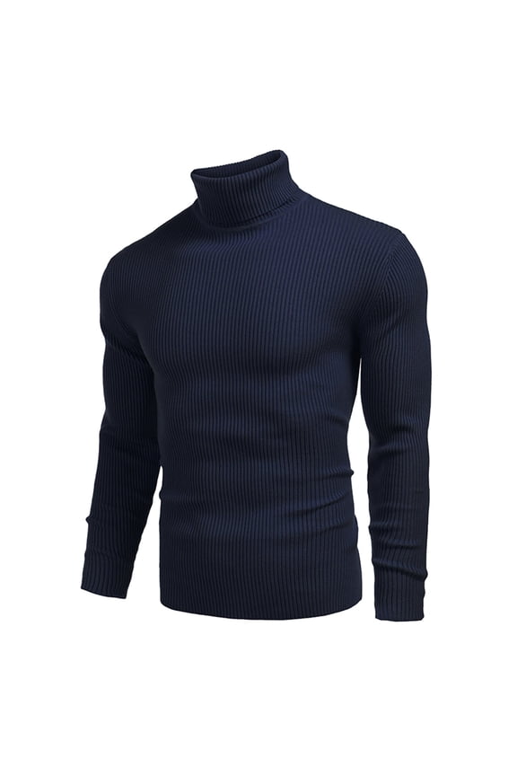 Mens Sweater - Autumn Winter Wool Round Neck Pullover Sweater Jacket, Versatile Bottoming Shirt, All - Match High Neck Design, Warm Daily Wear, Durable Knit Men's Clothing