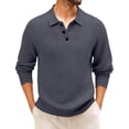 thumbnail image 1 of Mens Sweater Cable Knit Polo Collar Sweaters for Fall Winter Gray 2XL, 1 of 4