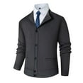 thumbnail image 1 of Mens Sweater Cardigan Stand Collar Slim Fit Cable Knit Button up Casual Cardigans Sweaters with Pockets (XL, Dark Gray), 1 of 2