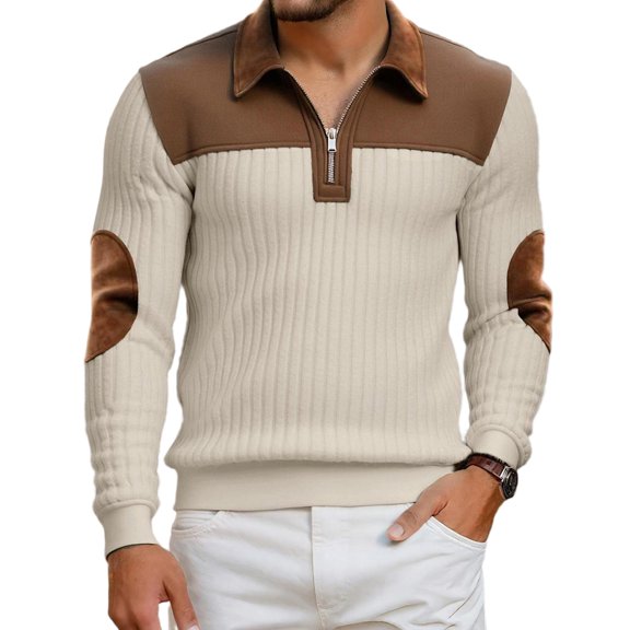 Mens Sweater Casual Tops Classic Trendy Patchwork Shirt Long Sleeve Color Block Sweatshirts Fashion Fall Pullover Red M