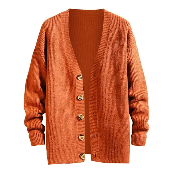 Mens Sweater Coat Tops Fashion Deep V Neck Button Keep Knit Knit Mens Workout Jacket,Coffee,L