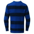 thumbnail image 1 of Mens Sweater Coat Tops Striped Knitted Round Neck Loose Fit Mens Warm Jackets,Blue,L, 1 of 6