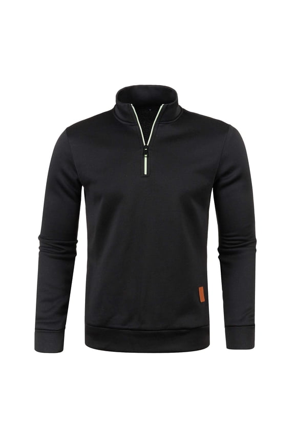 Mens Sweater - Collar Zipper Knit Sleeve Thin Velvet Top Casual Loose Business Foreign Trade Sweater Jacket, Warm Office Wear, Soft Velvet Blend, Men's Clothing