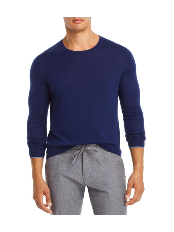 Crewneck Wool Blend Sweater Navy Blue Size XL