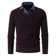 thumbnail image 1 of Mens Sweater Fake Two Piece Shirt Collar , Slim Fit Lightweight Sweatshirts Knitted Pullover for Casual/Dressy Wear, 1 of 3