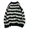thumbnail image 1 of Mens Sweater, Fall Fashion Twotone Stripe Round Neck Male Long Sleeve Knit Sweater Jacket, Casual Daily Wear, Trendy Stripes, Soft Fabric, Men's Clothing, 1 of 7