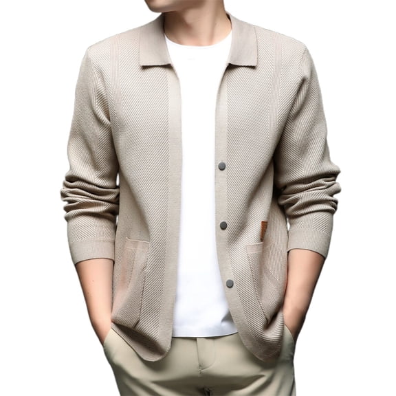 Mens Sweater Knitted Cardigan Sweater Coat Layering Cool Weather