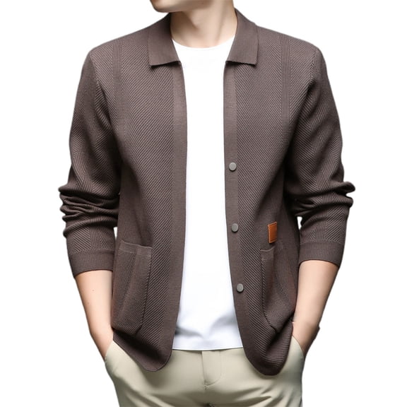 Mens Sweater Knitted Cardigan Sweater Coat Layering Cool Weather