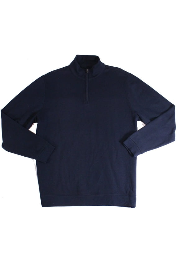 Mens Sweater Navy Quarter-Zip Pullover Stretch XL