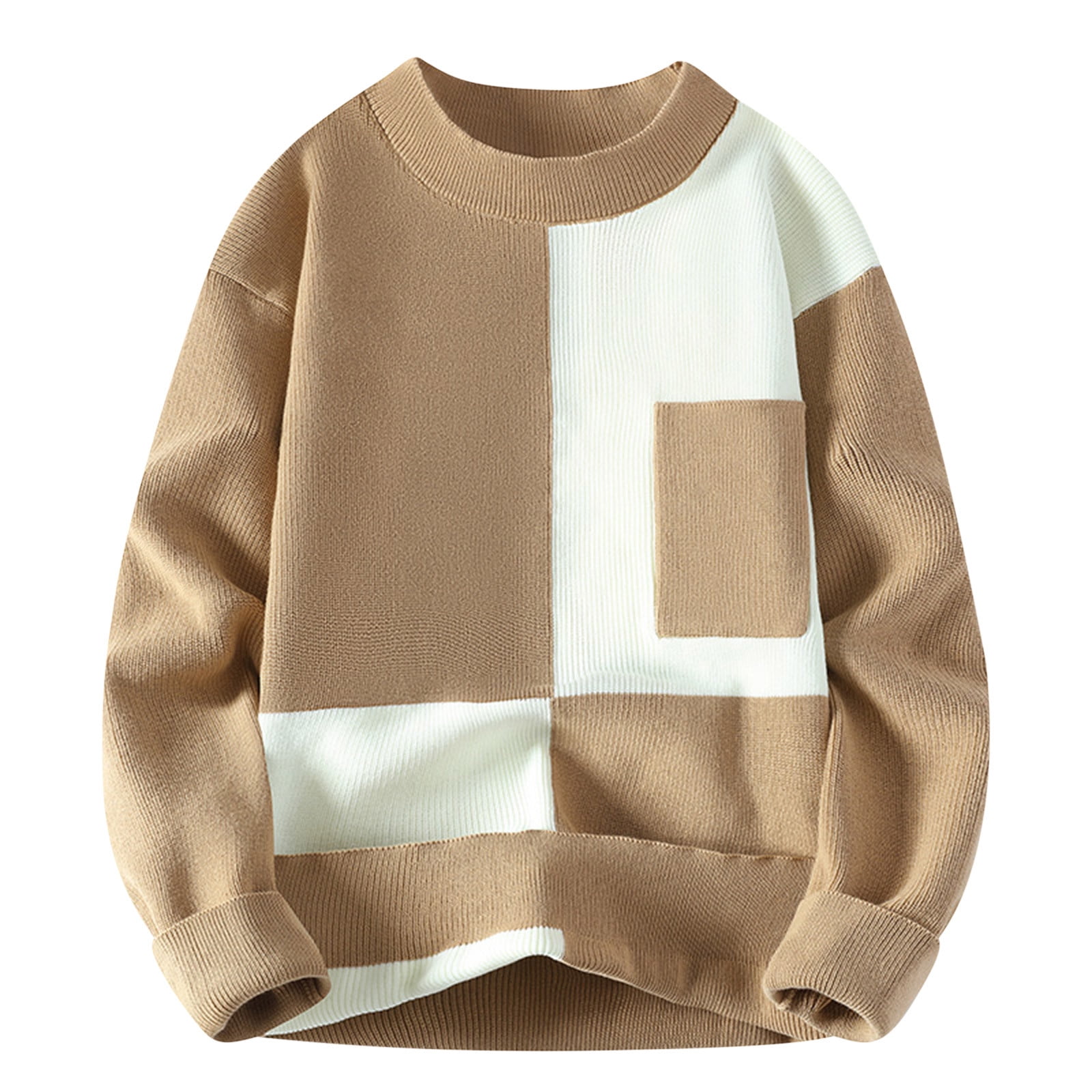 Mens Sweater Oversized Crewneck Pullover Chunky Cozy Color