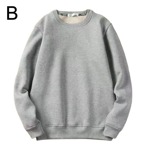 Mens Sweater Pullover Jumper Long Sleeve Crew Neck Warm Lamb Fleece Thicke S2M8