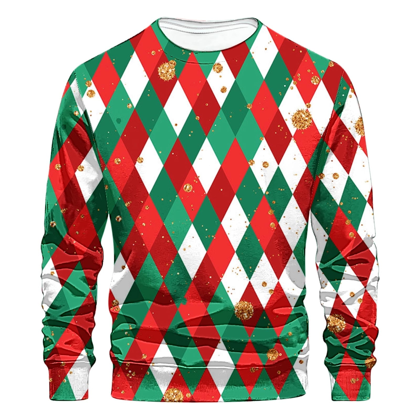 Mens Sweater Pullovers Ugly Christmas Sweaters for Men Stylish Holiday Snowflake Pattern Crew Neck Knitwear Tops 4X Large Green