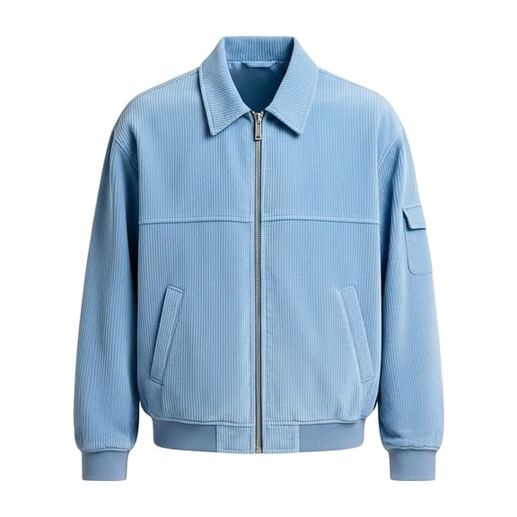 Mens Sweater Shirts Corduroy Fashion Long Sleeve Pocket Couple Gifts for Him and Her,Light Blue,L