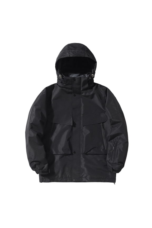 Mens Sweater Shirts Windproof Insulated Thermal Snowboard Hood Mens Jackets Y2K,Black,M