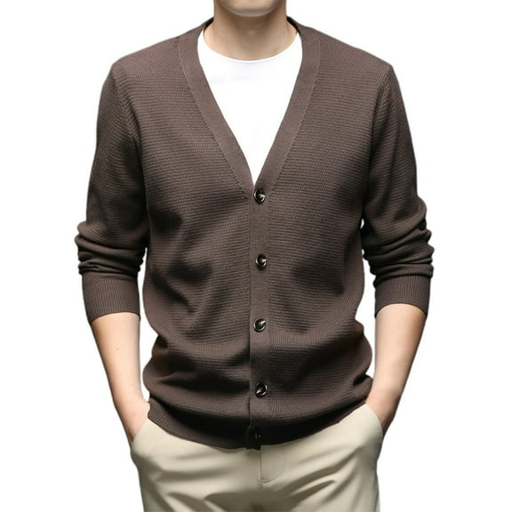Mens Sweater Slim Fit Long Sleeve Knit Sweater Cardigan Coat Warm Pullover Top Casual