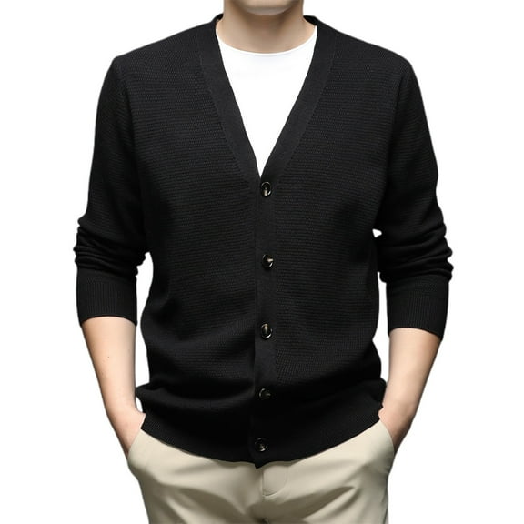 Mens Sweater Slim Fit Long Sleeve Knit Sweater Cardigan Coat Warm Pullover Top Casual