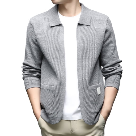 Mens Sweater Slim Fit Sweater Coat Long Sleeve Knitted Cardigan Outerwear Lightweight Casual Modern