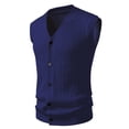 thumbnail image 1 of Mens Sweater Vest Button Up Sleeveless V-Neck Casual Knit Button Down Cardigan Men's Lightweight Sweaters Vests Blue M, 1 of 3