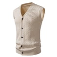 thumbnail image 1 of Mens Sweater Vest Button Up Sleeveless V-Neck Casual Knit Button Down Cardigan Men's Lightweight Sweaters Vests Brown M, 1 of 3