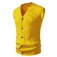 thumbnail image 1 of Mens Sweater Vest Button Up Sleeveless V-Neck Casual Knit Button Down Cardigan Men's Lightweight Sweaters Vests Yellow M, 1 of 3