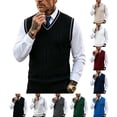 thumbnail image 1 of Mens Sweater Vest V Neck Cable Knit Sweater,Sleeveless Regular Fit Casual Pullover for Fall Winter Layered Wear, 1 of 5