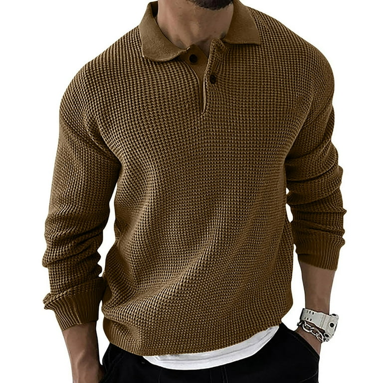 Mens Sweater Zip Up Lightweight Men s Sweater Pullover Sweater Jumper Ribbed Knit Cropped Knitted Turndown Color Khaki Size XL Walmart