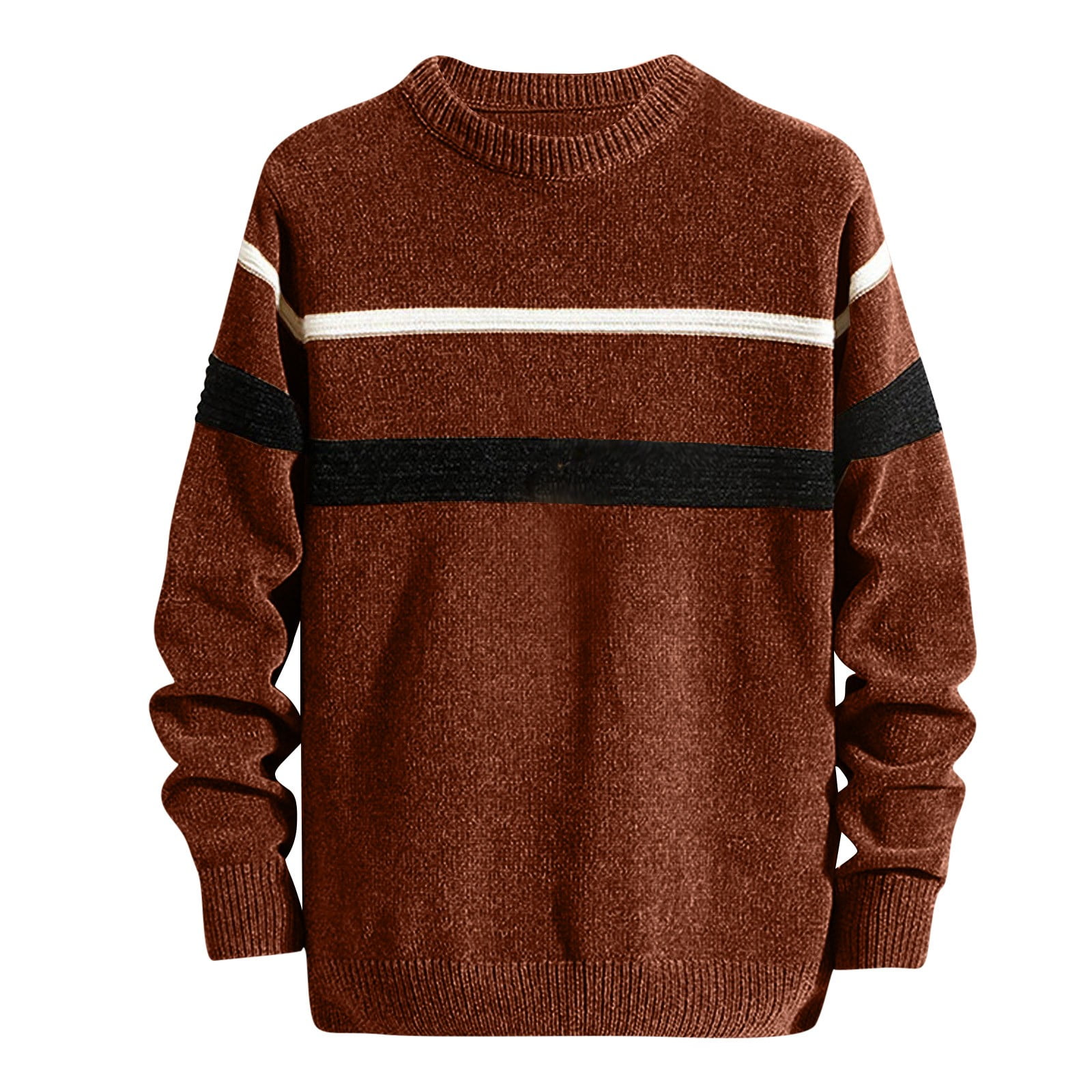 Mens Sweaters Big and Tall Mens Trends Color Pullover Round Neck Long ...
