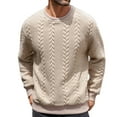 thumbnail image 1 of Mens Sweaters Casual Cable Knit Pullover Sweater Khaki XXL, 1 of 7