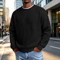 thumbnail image 1 of Mens Sweaters Crew Neck Long Sleeve Solid Color Fashion Loose Thicken Fall Pullover Sweater Black XXXL, 1 of 7