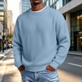 thumbnail image 1 of Mens Sweaters Crew Neck Long Sleeve Solid Color Fashion Loose Thicken Fall Pullover Sweater Blue XL, 1 of 7