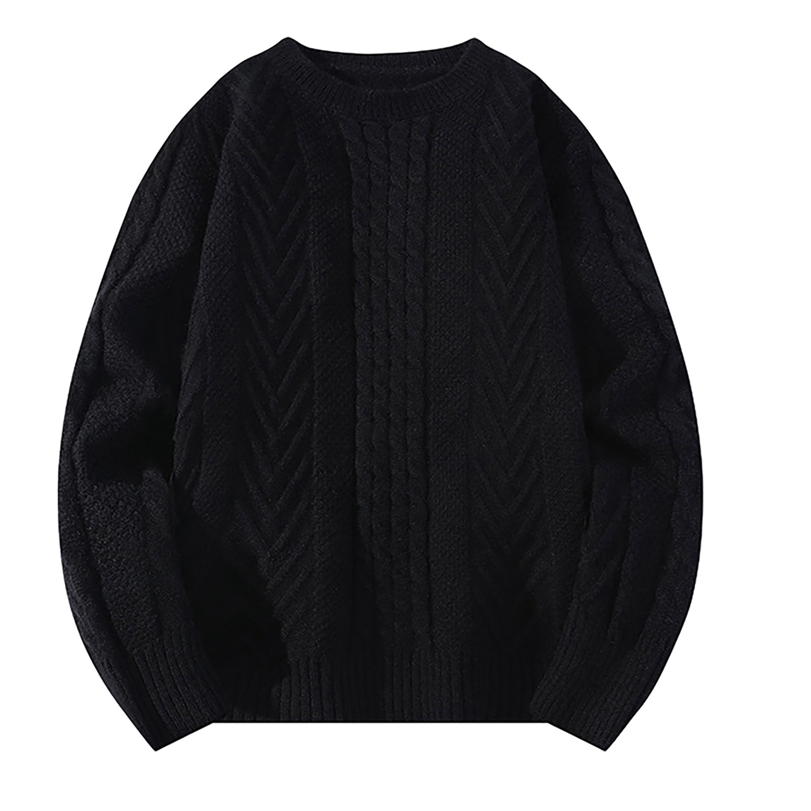 Mens Sweaters Fashion Crewneck Pullover Knitted Soft Winter Cable Knit