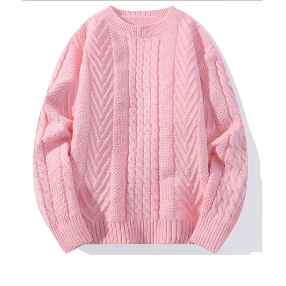 Mens Sweaters Fashion Crewneck Pullover Knitted Soft Winter Cable Knit Warm Solid Color Long Sleeves Sweaters