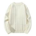 thumbnail image 1 of Mens Sweaters Fashion Crewneck Pullover Knitted Soft Winter Cable Knit Warm Solid Color Long Sleeves Sweaters, 1 of 3