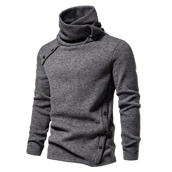 Mens Sweaters Fashion Turtleneck British Style Pullover Sweaters Lightweight High Neck Long Sleeve Pullover Thermal Soft Warm Length Sweatshirt