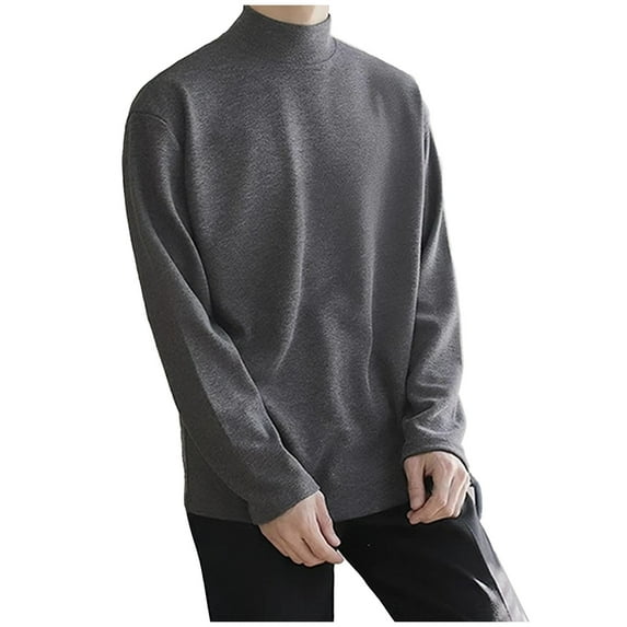 Mens Sweaters Half Turtleneck Vintage Solid Color Elastic Pullover Sweater Top Stretch Knit Sweater for Men Long Sleeve Top Soft Warm Pullover Sweater